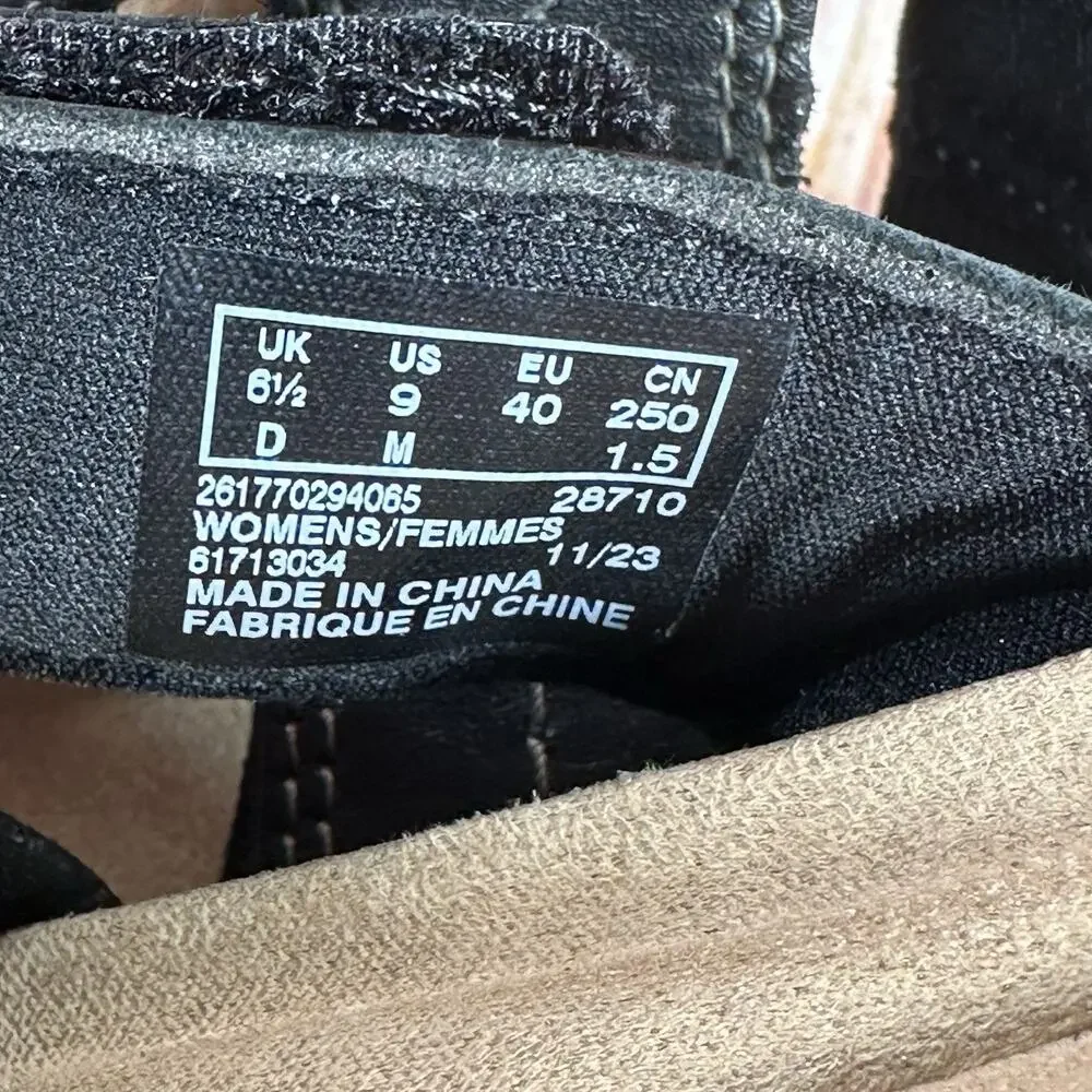 Clarks APRIL WILLOW Size 9 Black Leather Sandals Slides Comfort Open Toe Shoes - Picture 10 of 10